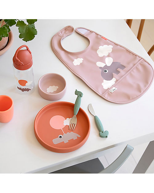 Bavaglino Impermeabile Con Tasca Tapiro Rosa  - Chiusura in Velcro