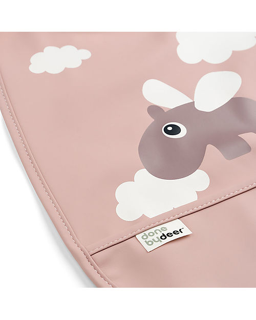 Bavaglino Impermeabile Con Tasca Tapiro Rosa  - Chiusura in Velcro