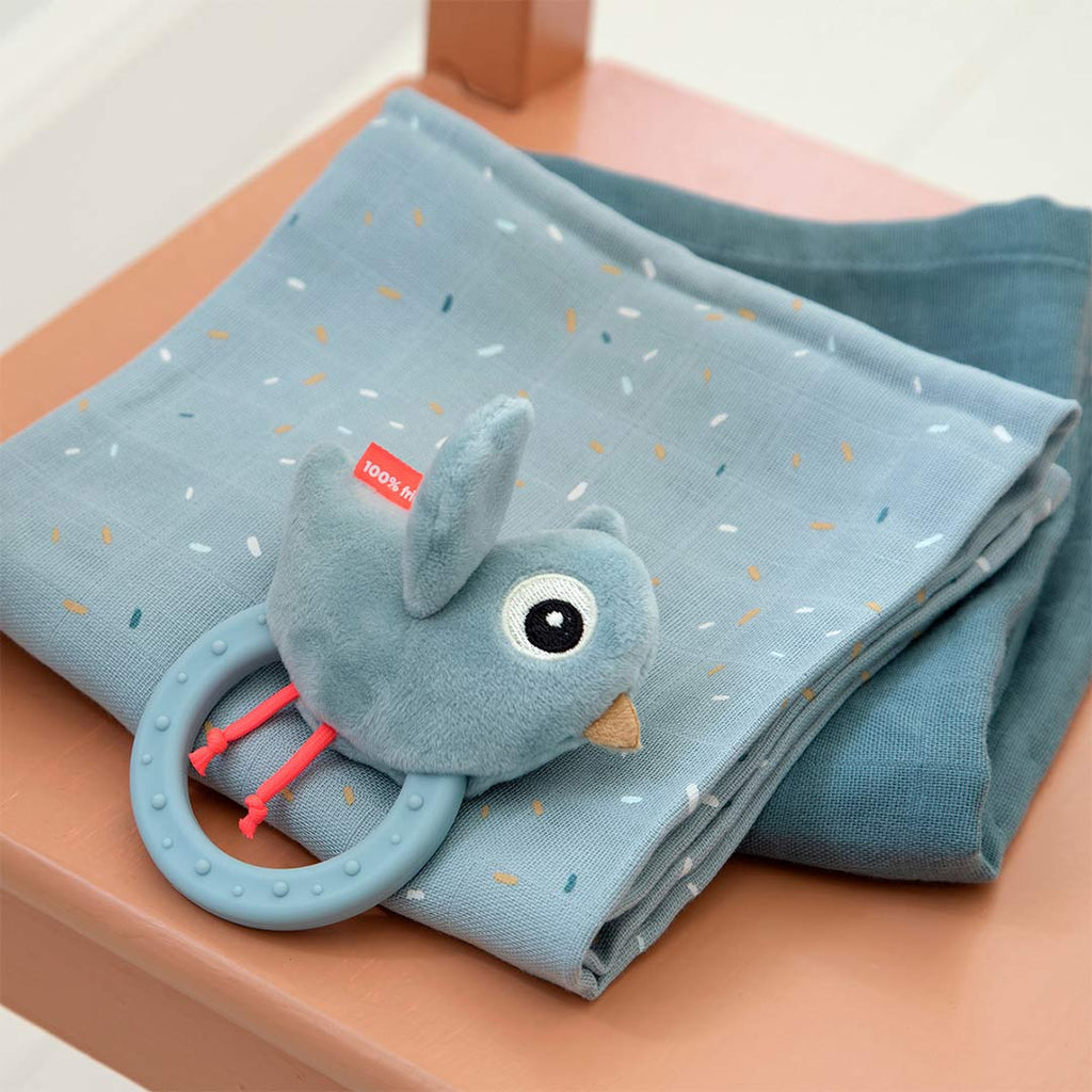 Sonaglio Sensoriale con Massaggiagengive - Birdee - Azzurro