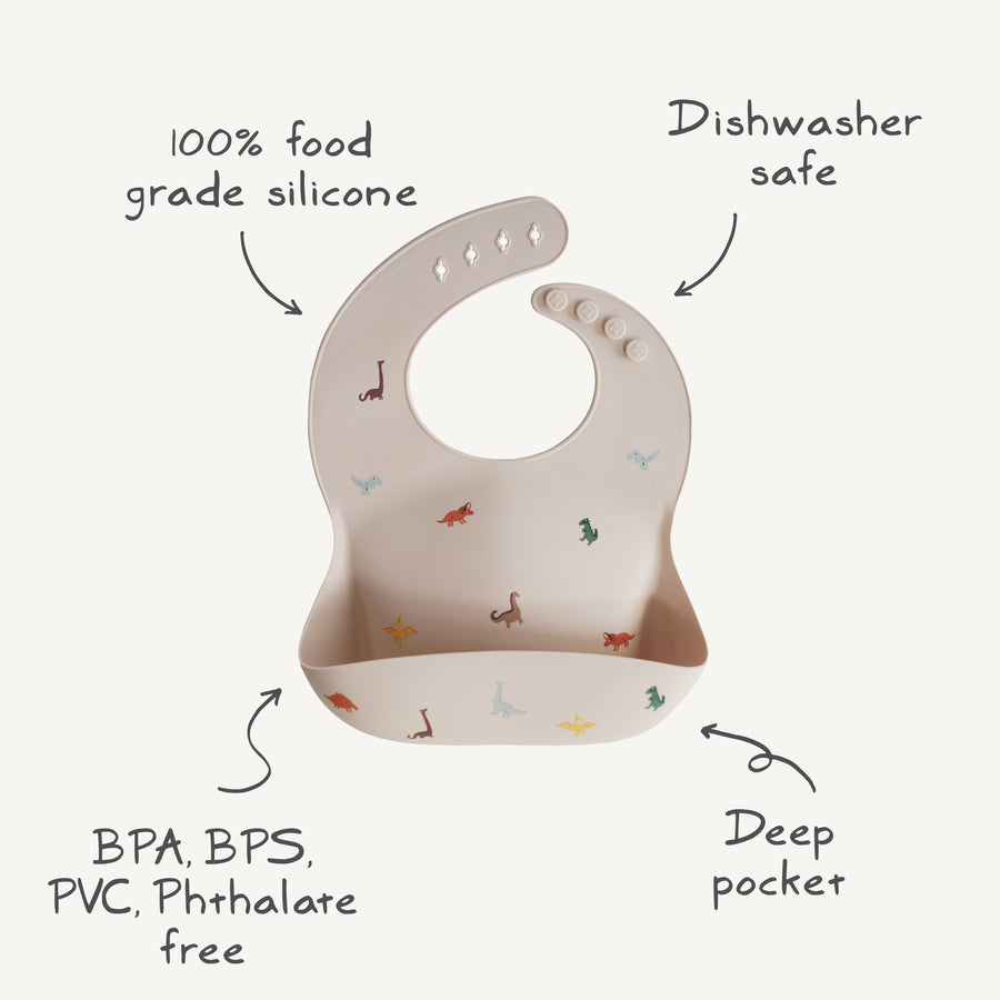 Bavaglino In Silicone Con Tasca - Macchinine