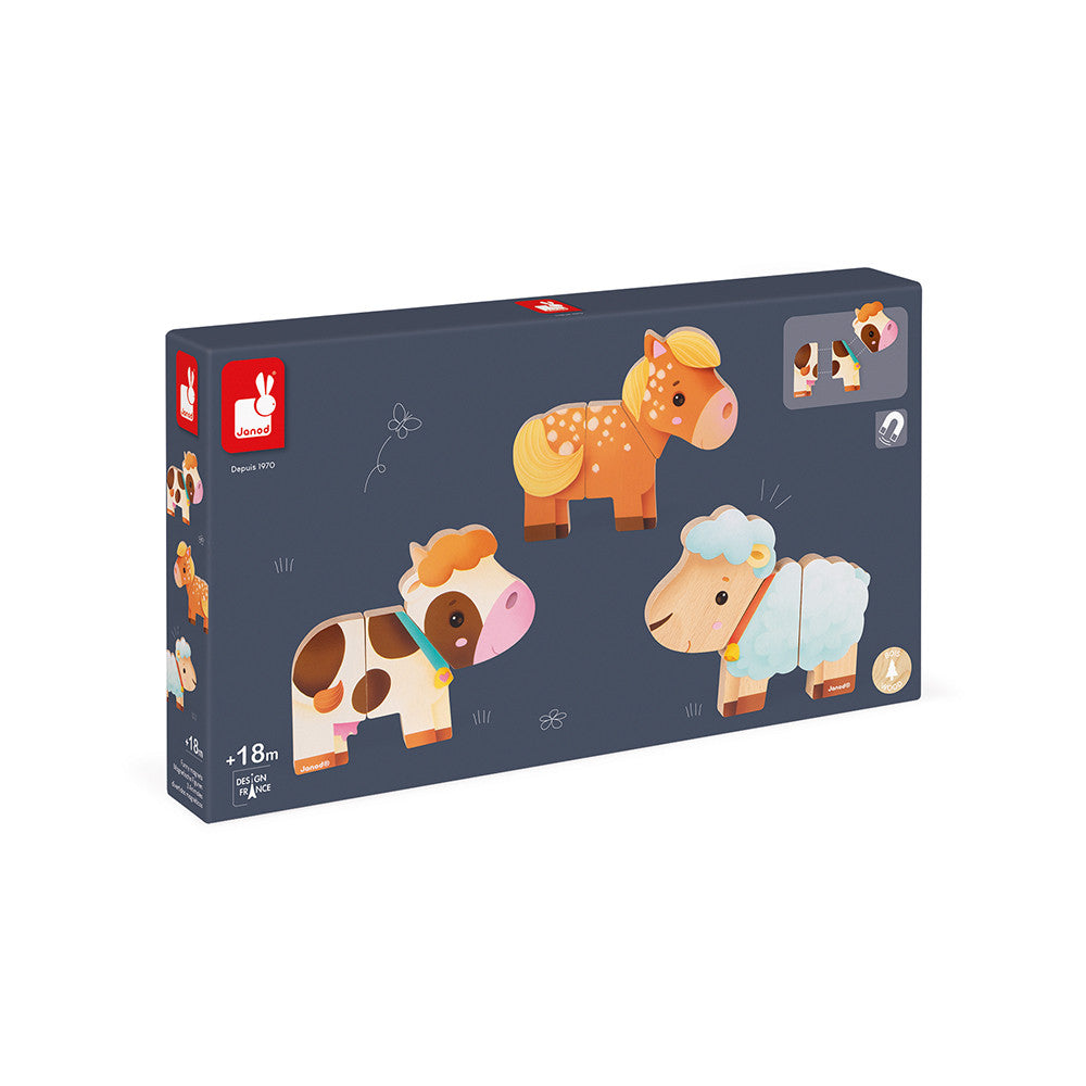 Gioco Magnetico In Legno - Funny Magnets Fattoria