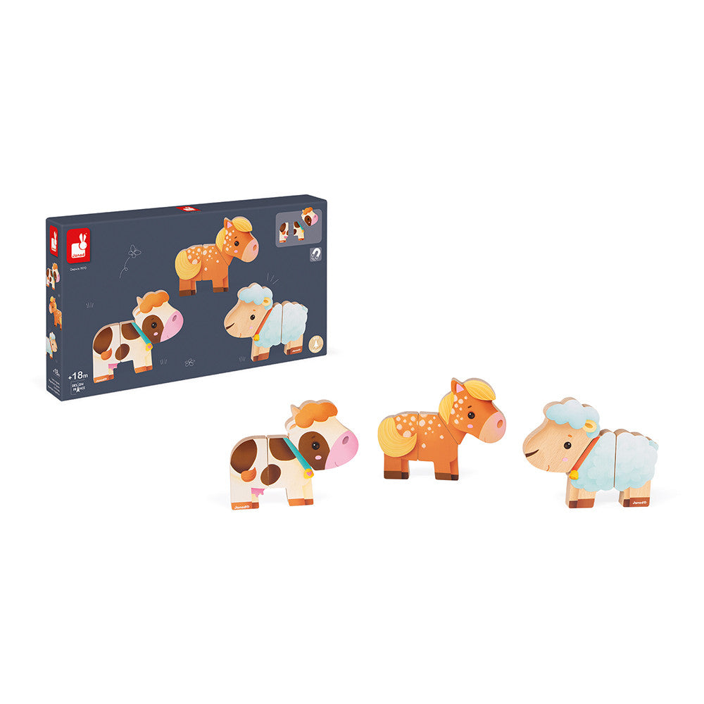 Gioco Magnetico In Legno - Funny Magnets Fattoria
