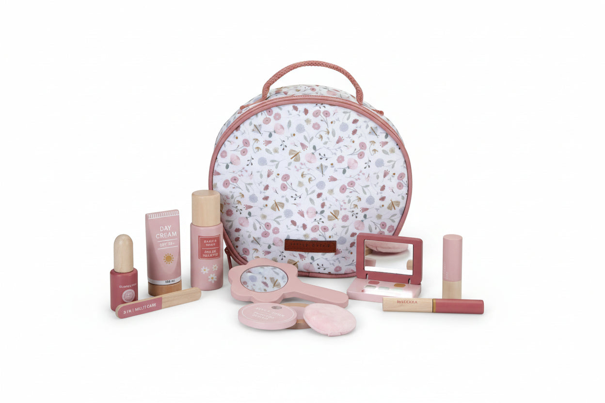 Beauty Case Con Trucchi In Legno