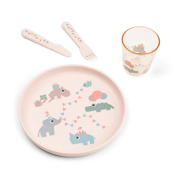 Set Pappa In Plastica 100% PP Alimentare con Base Antiscivolo - Cipria