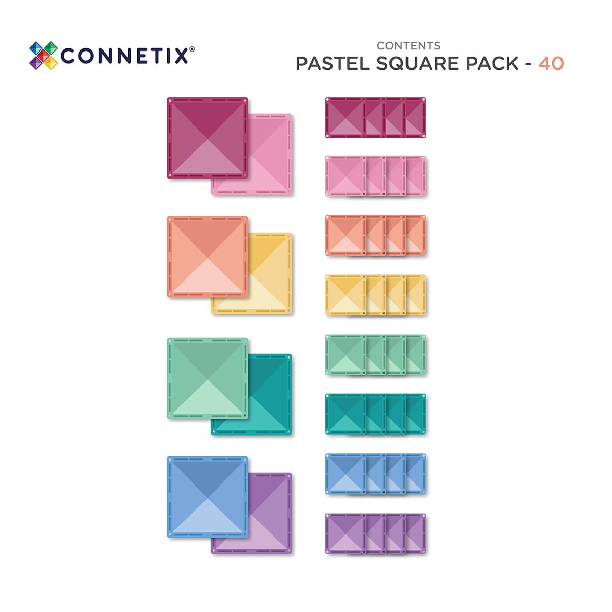Tessere Magnetiche - 40 Pezzi - Pastello - 100% Plastica ABS Atossica