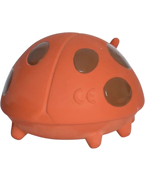 Gioco 3 in 1 - Coccinella -  Massaggiagengive, Sonaglio, Gioco Da Bagnetto - 100% Caucciù Naturale