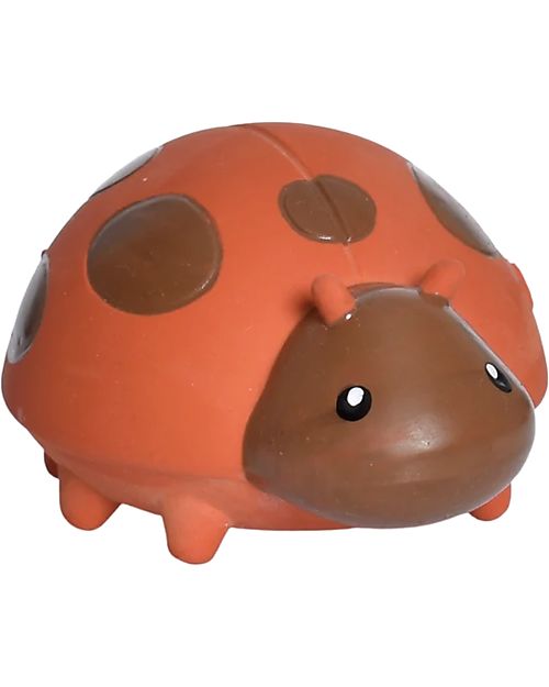 Gioco 3 in 1 - Coccinella -  Massaggiagengive, Sonaglio, Gioco Da Bagnetto - 100% Caucciù Naturale