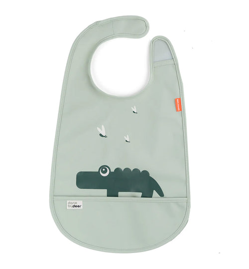 Bavaglino Impermeabile Con Tasca Coccodrillo Verde - Chiusura in Velcro
