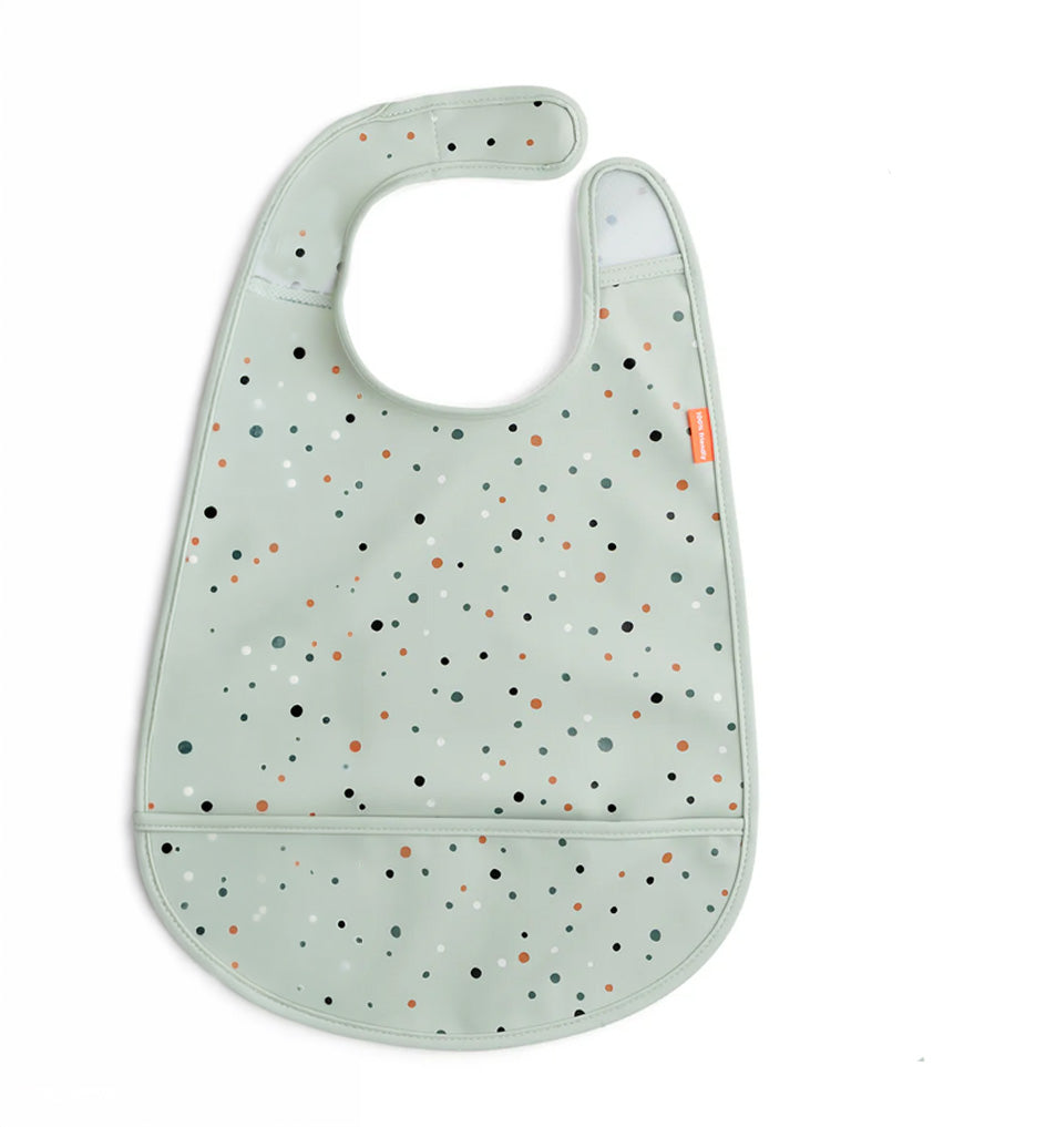 Bavaglino Impermeabile Con Tasca Dots Verde - Chiusura in Velcro